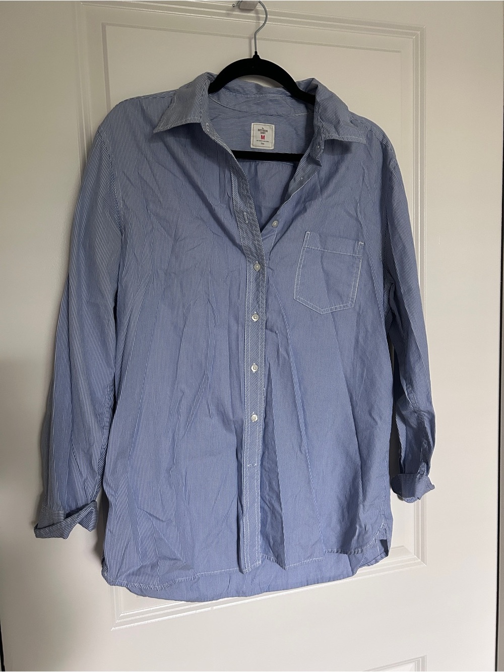 Boyfriend Blue Pinstripe Button-Down Shirt - Size M